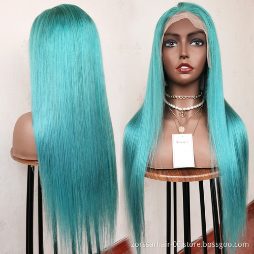 Wholesale Blue Weave and Wigs 100 Human Hair Transparent HD Lace Frontal Wigs Human Hair Lace Front Brazailian Colored Hair Wig
